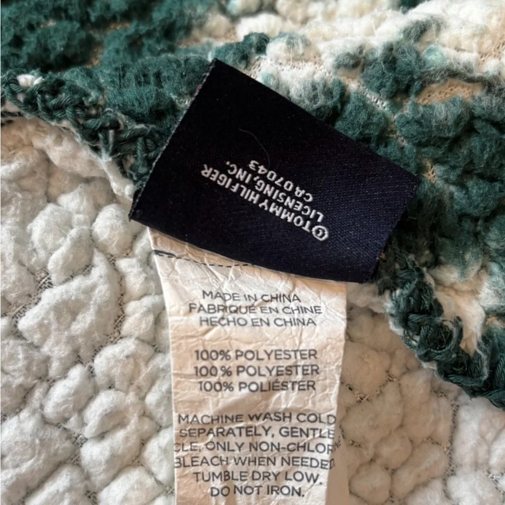 Tommy Hilfiger Green and White All Over Christmas Tree Pattern 48x62 Blanket